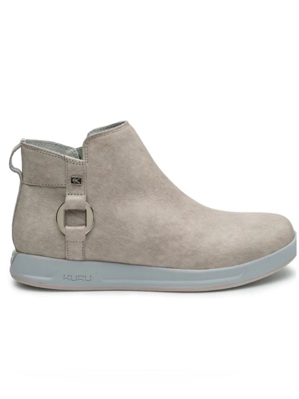 KURU Women's Light Gray Suede Ankle Booties
